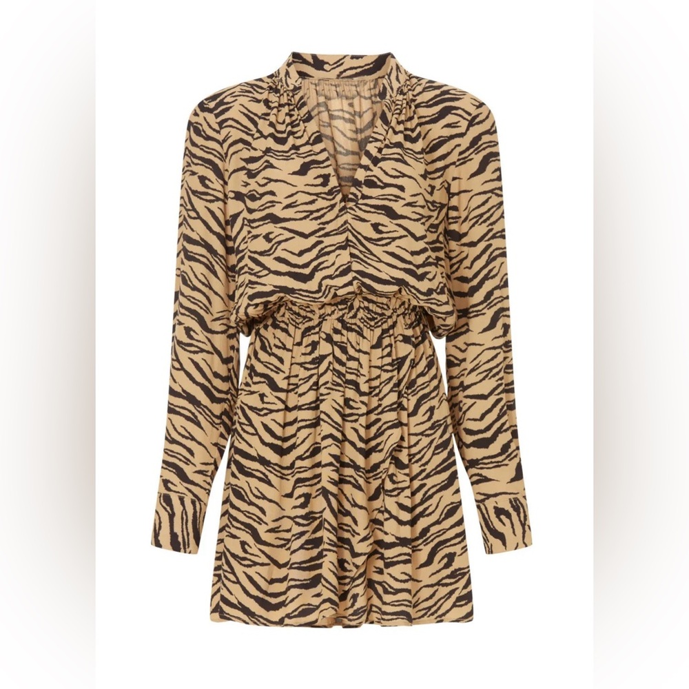 NEW ZADIG & VOLTAIRE rinka tiger dress in natural